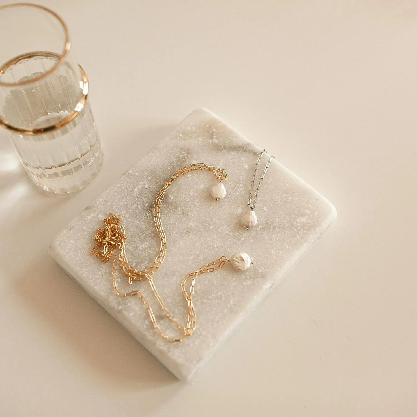 18K Vergulde 'Riva'Parel-Ketting