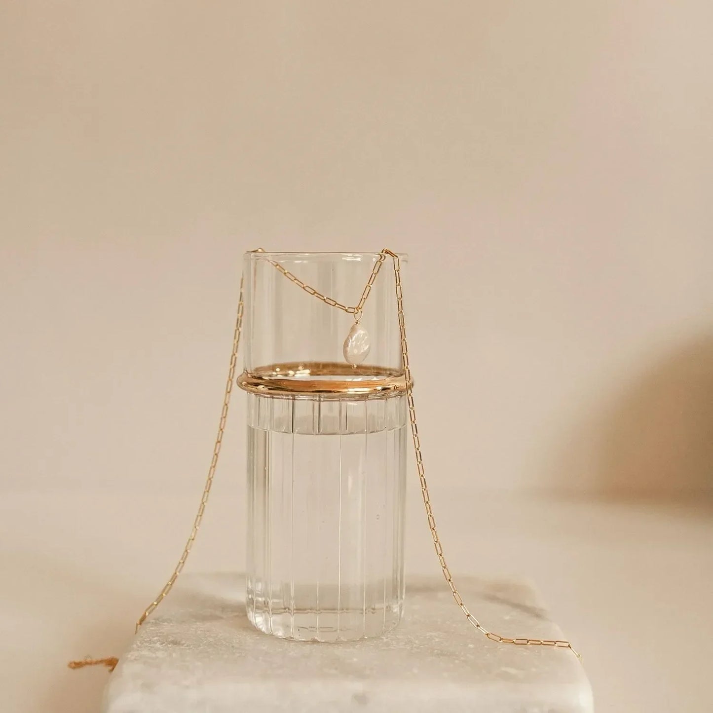 18K Vergulde 'Riva'Parel-Ketting