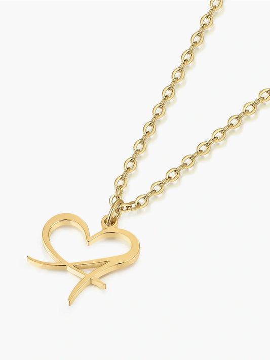 18K Vergulde Hart Letterketting