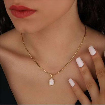 18K Vergulde Ketting | Opal Steen