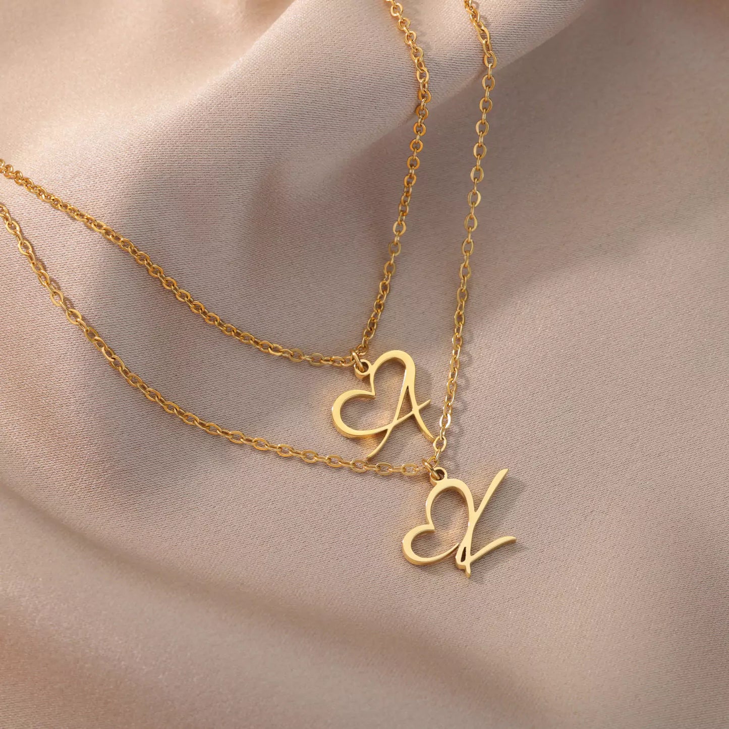 18K Vergulde Hart Letterketting