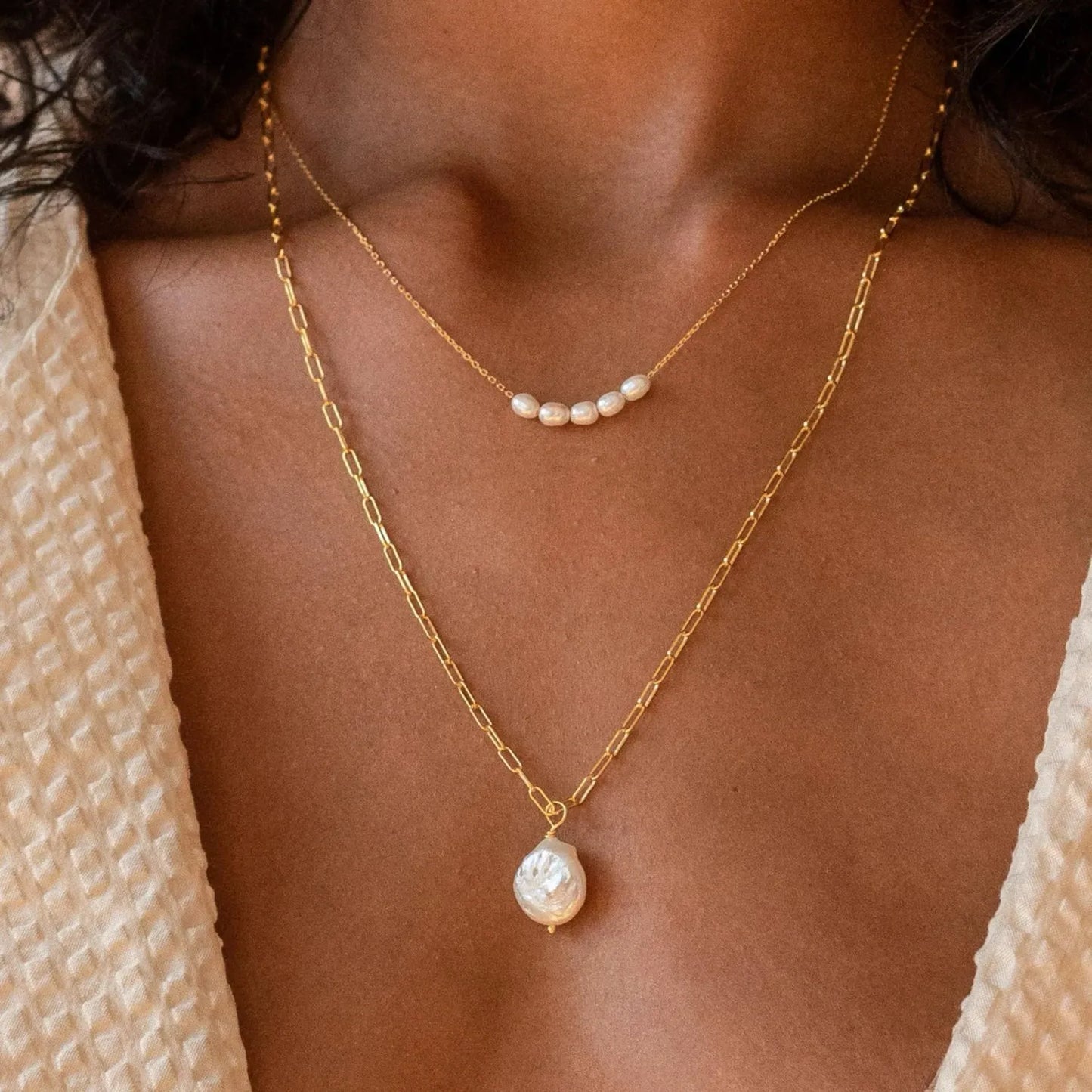 18K Vergulde 'Celia' Parel-Ketting