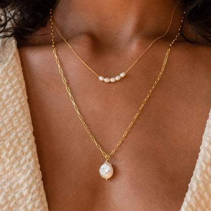 18K Vergulde 'Celia' Parel-Ketting