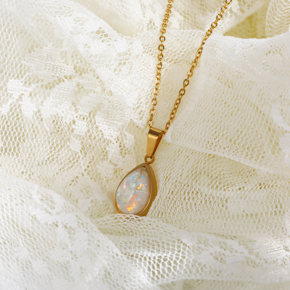 18K Vergulde Ketting | Opal Steen