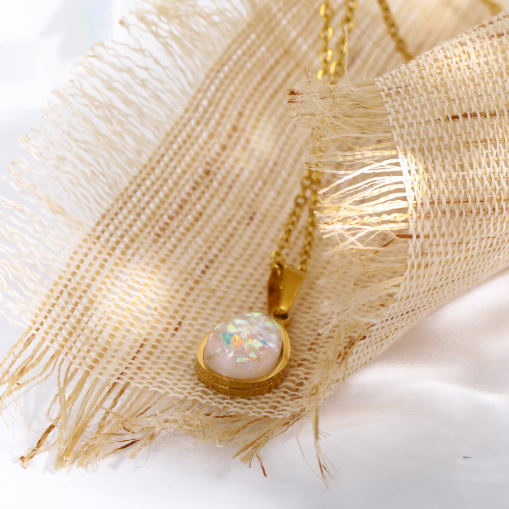 18K Vergulde Ketting | Opal Steen