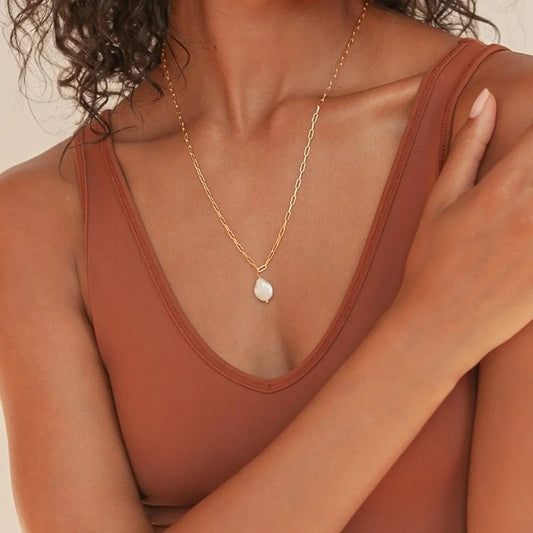 18K Vergulde 'Riva'Parel-Ketting