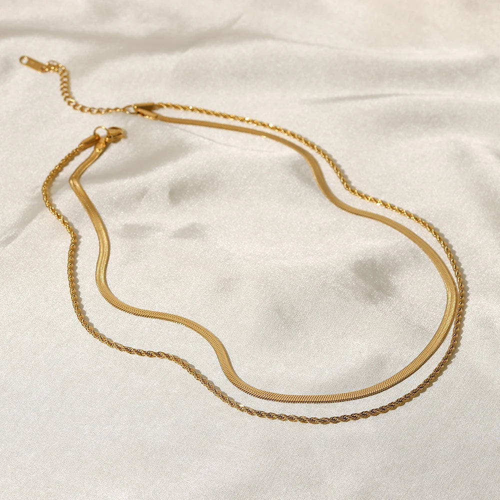 18K Vergulde Ketting | Platte Gelaagde