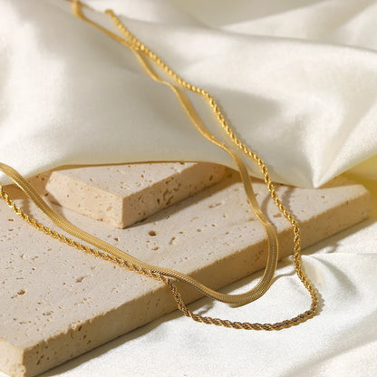 18K Vergulde Ketting | Platte Gelaagde