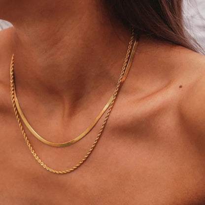 18K Vergulde Ketting | Platte Gelaagde