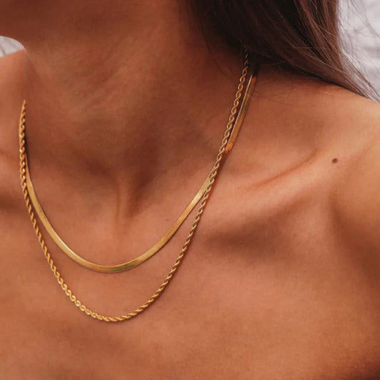18K Vergulde Ketting | Platte Gelaagde