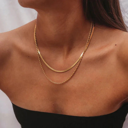 18K Vergulde Ketting | Platte Gelaagde