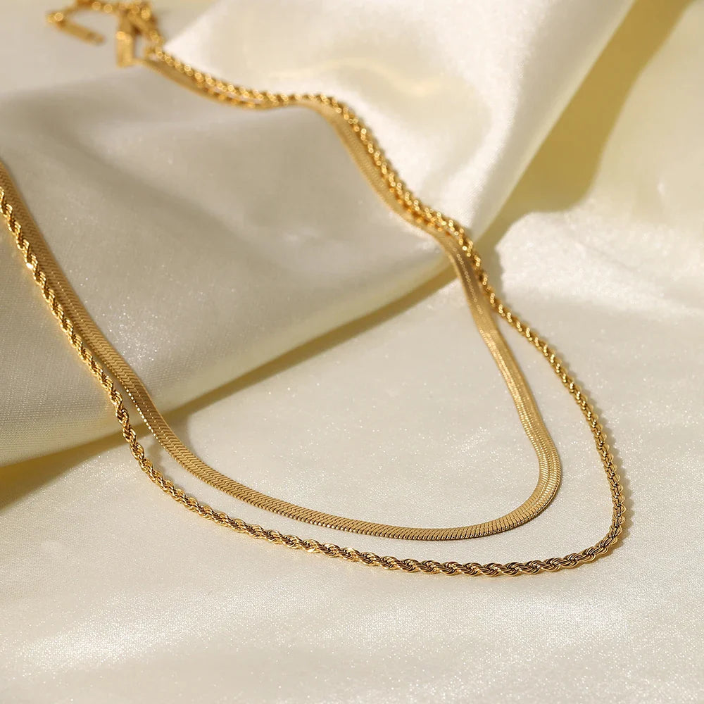 18K Vergulde Ketting | Platte Gelaagde
