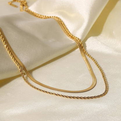 18K Vergulde Ketting | Platte Gelaagde