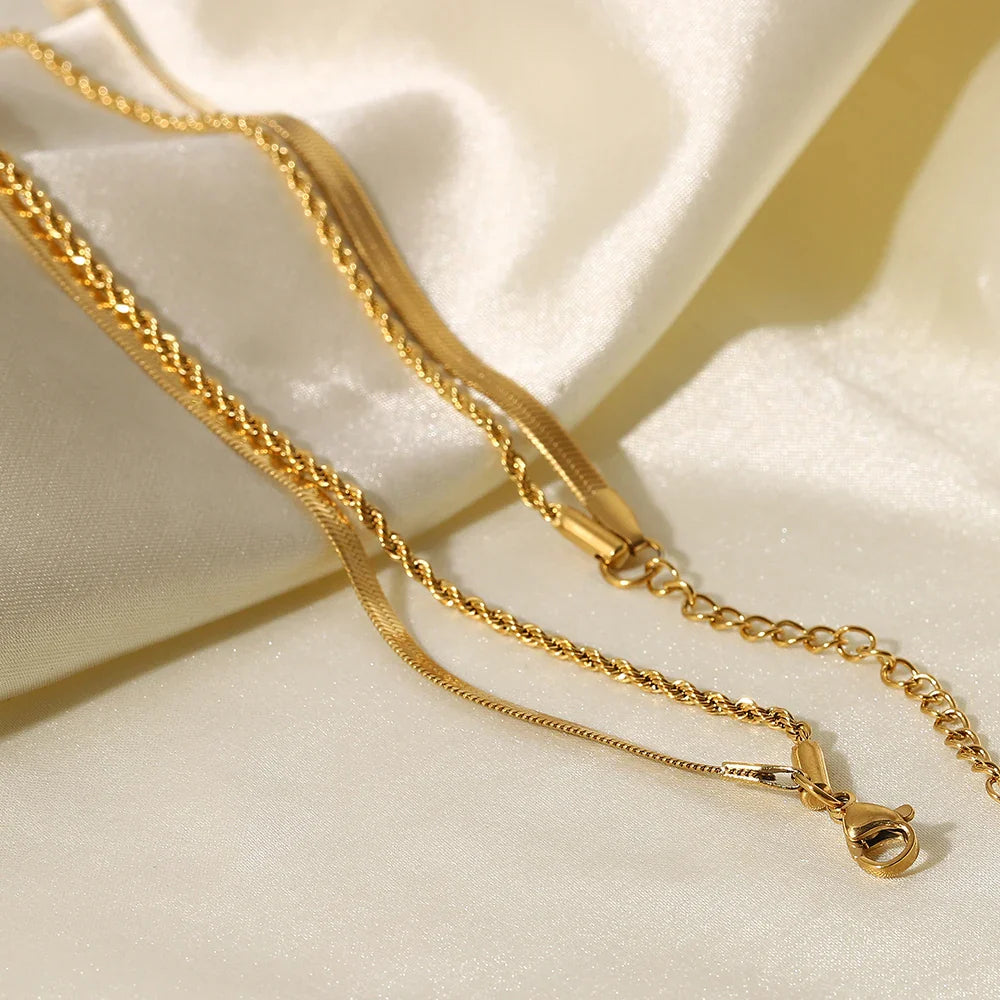 18K Vergulde Ketting | Platte Gelaagde