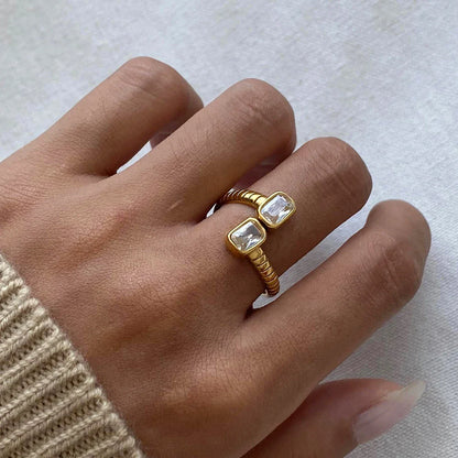 18K Vergulde Ring | Verstelbare Zirkonia