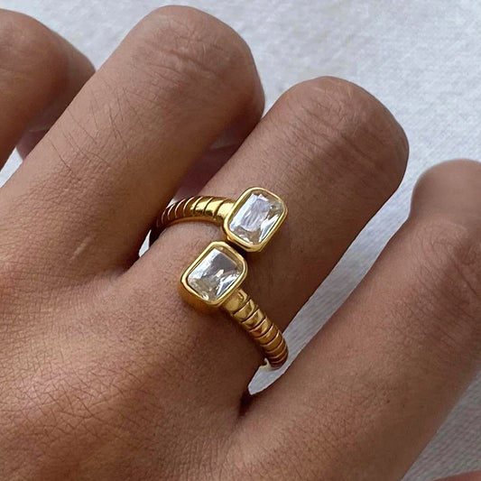 18K Vergulde Ring | Verstelbare Zirkonia