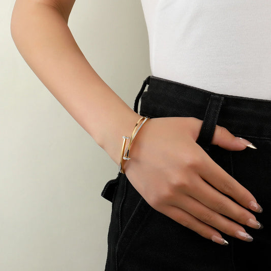 18K Vergulde Spjikerarmband Zirkonia