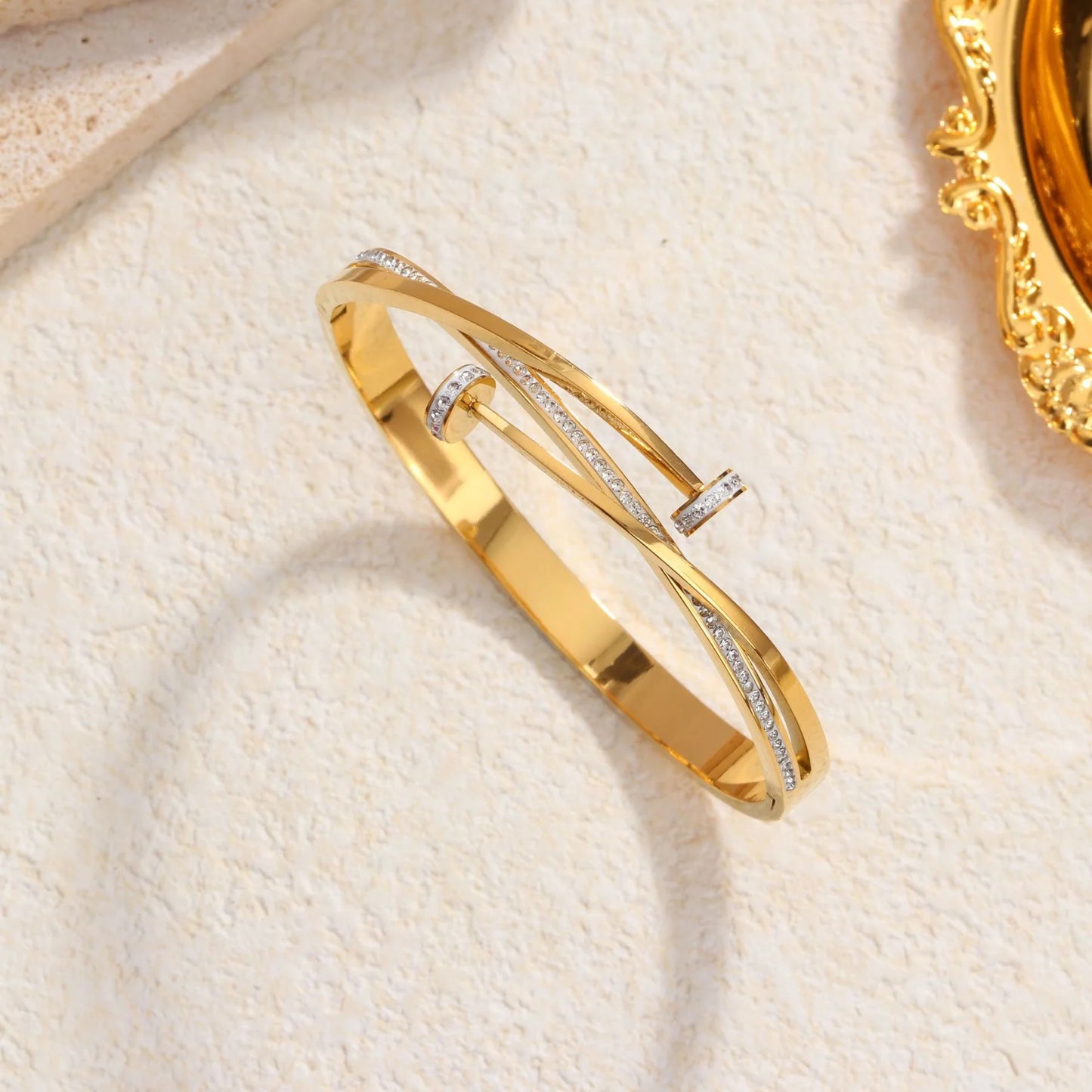 18K Vergulde Spjikerarmband Zirkonia
