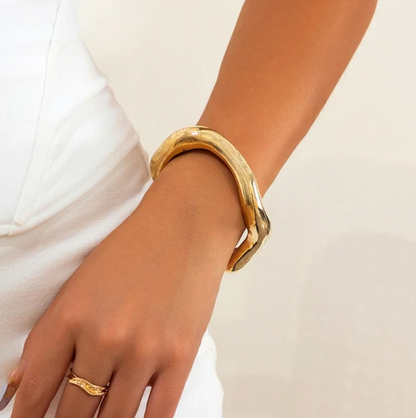 Dikke Vergulde Armband | Met 18-karaat Zilver Vergulde Boho-stijl