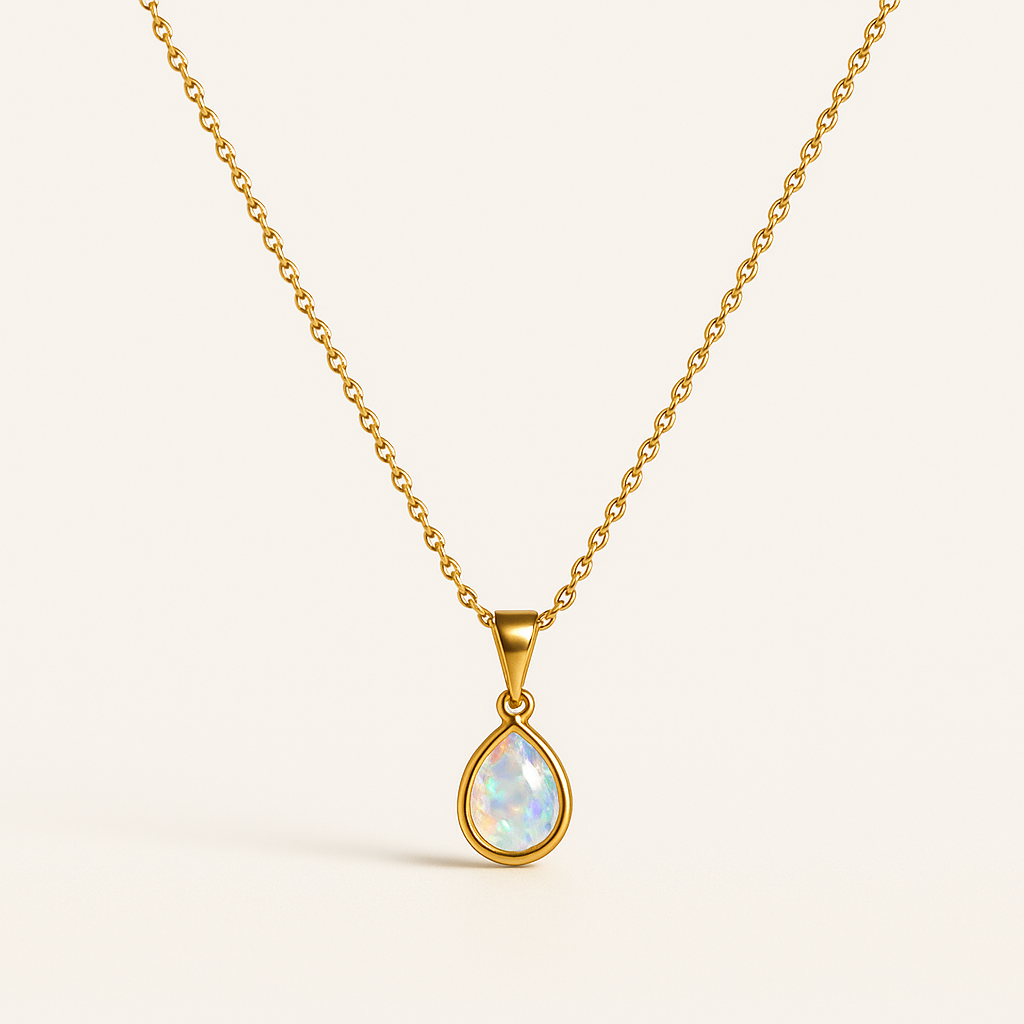 18K Vergulde Ketting | Opal Steen