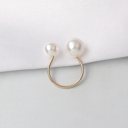 18K Vergulde Ring | Dubbele Parel Verstelbare