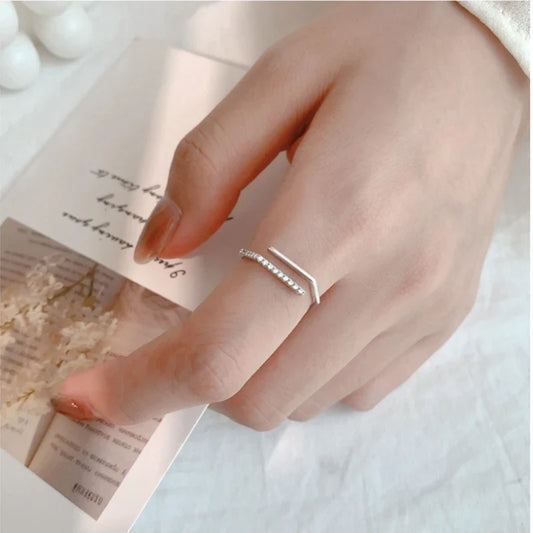 925 Sterling Zilver Vergulde Verstelbare Ring Met Steentjes
