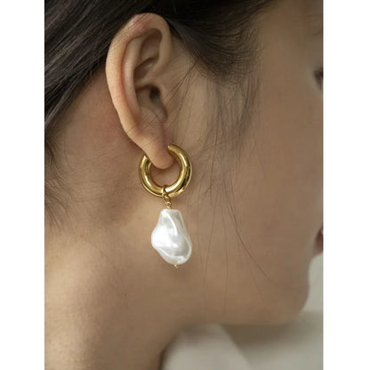 18K Vergulde Oorbellen | Barok Zoetwaterparel