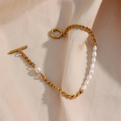 18K Vergulde Klein Parelarmband