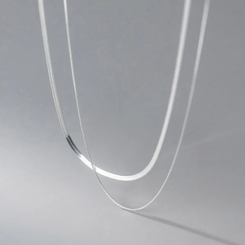 925 Sterling Zilver Vergulde Tweelagige Ketting