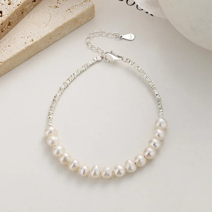 925 Sterling Zilver Verguld Klein Parelarmband
