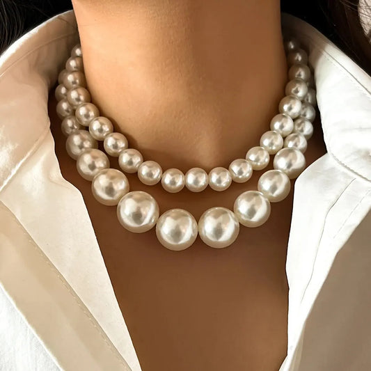 Parelstijl Dubbele Choker-ketting