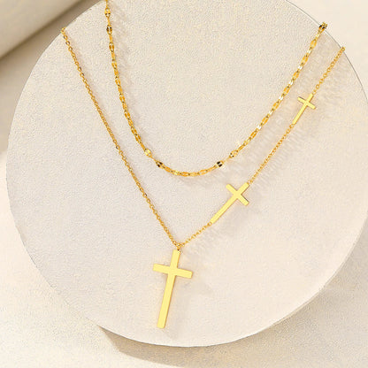 18-karaat Goud Vergulde Choker-ketting Met 3 Kruizen