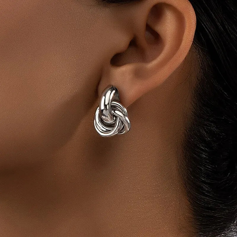 925 Sterling Zilver Vergulde Knoop Oorbellen