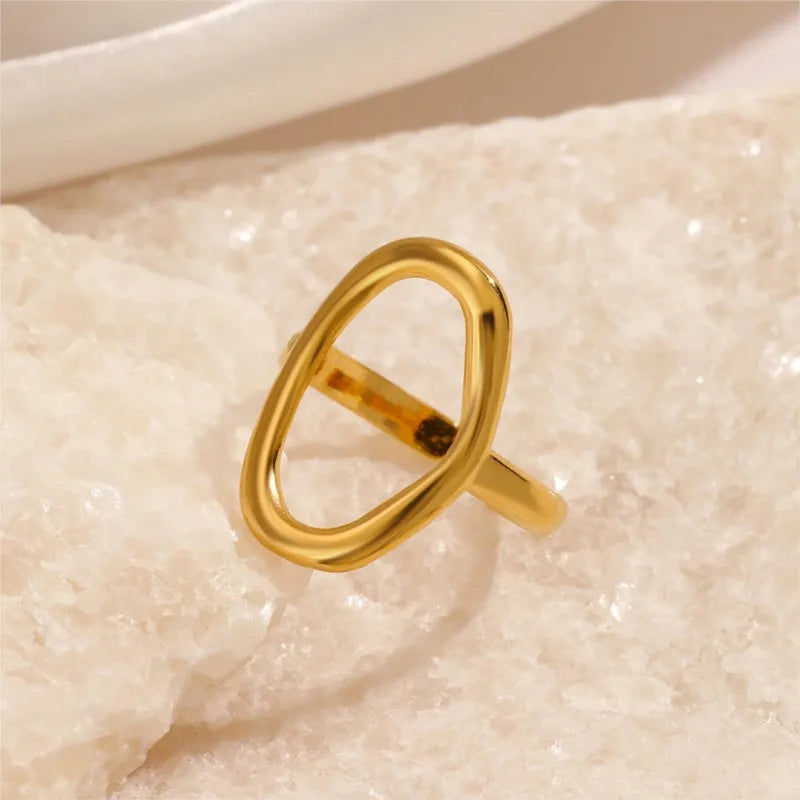 18K Vergulde Ring | Verstelbare Ovale Open