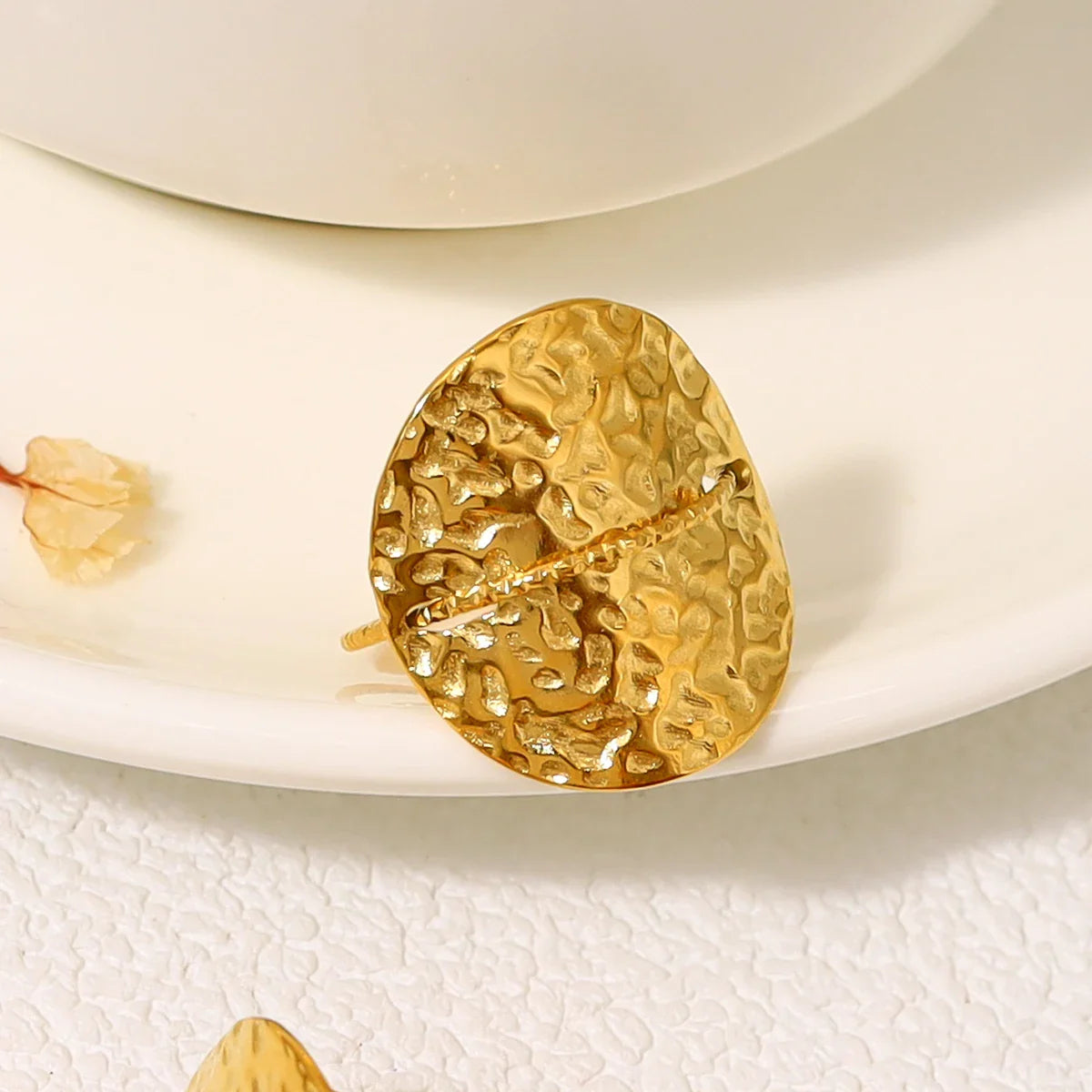 18K Vergulde Ring | Verstelbare Met Gladde Structuur