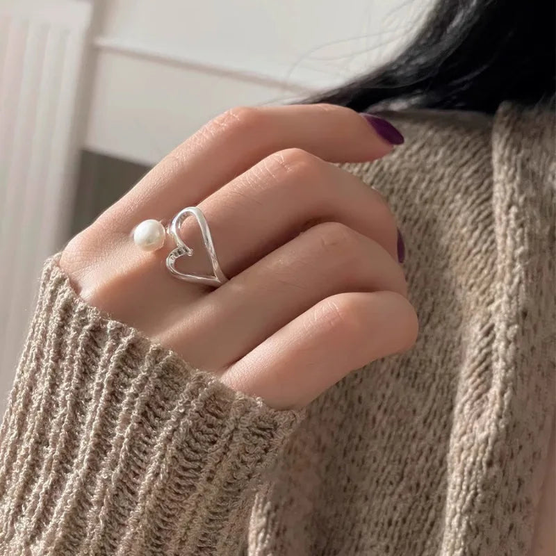 Verstelbare 925 Sterling Zilver Vergulde Hartparel Ring