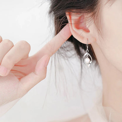 925 Sterling Zilver Vergulde Parel Oorbellen In Bladvorm