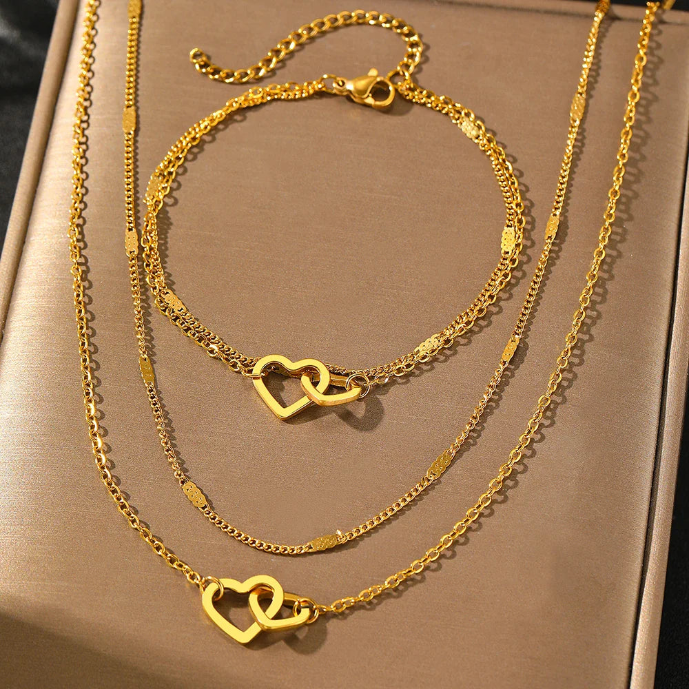 18K Vergulde Hart Sieradenset
