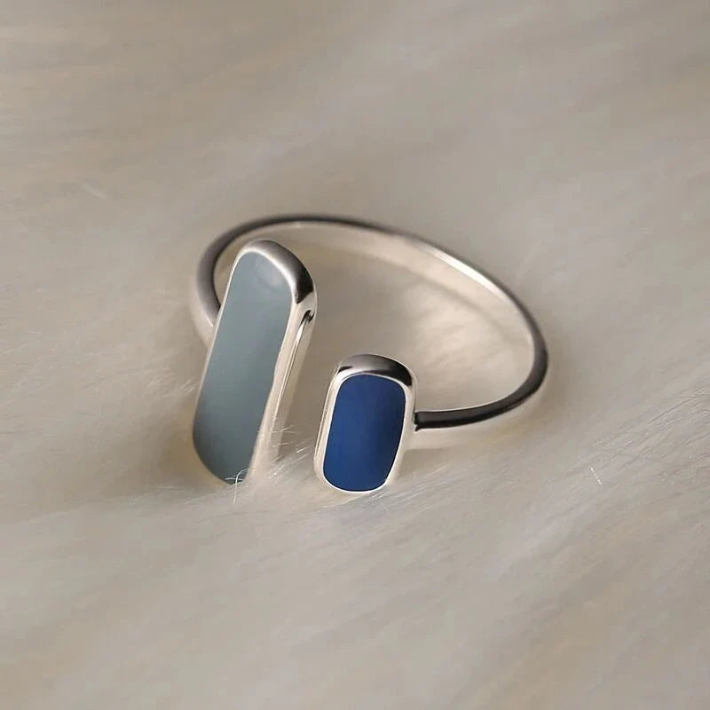 925S Vergulde Ring | Blauwsteen Verstelbare