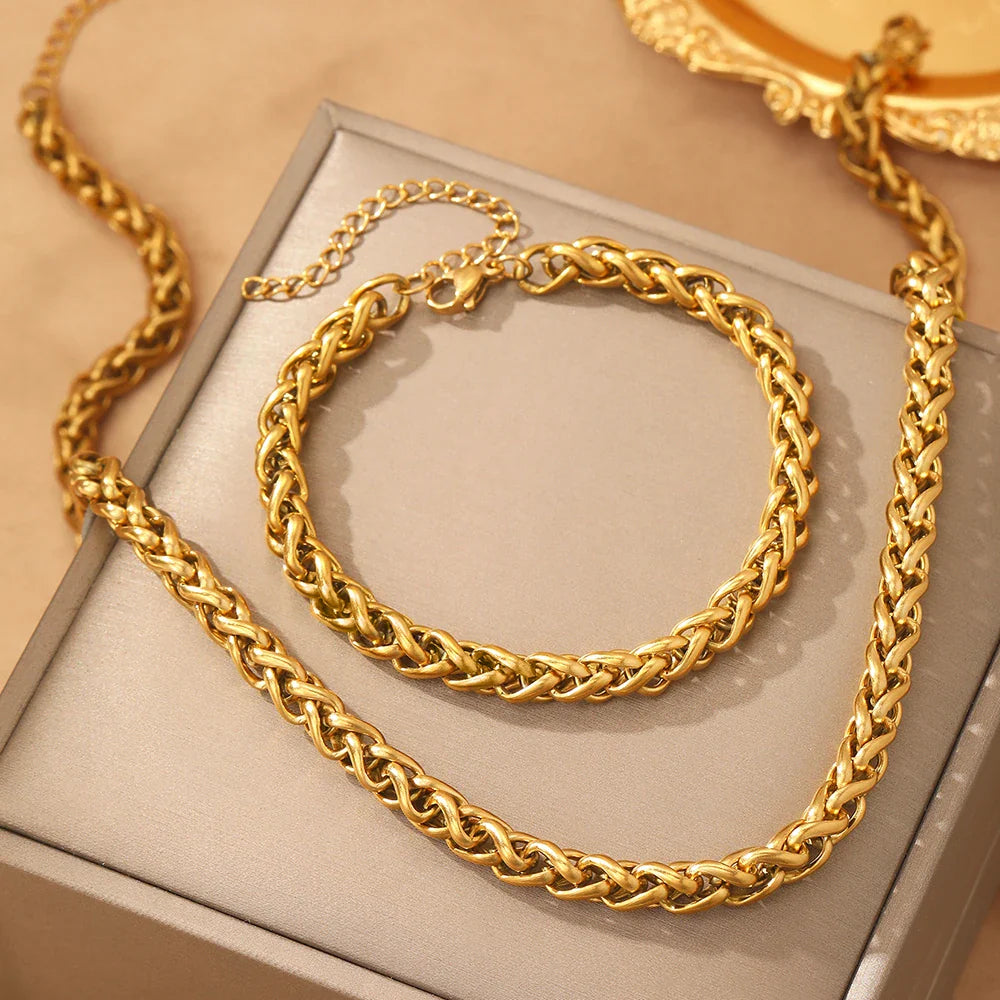 18K Vergulde Armband | Sieradenset - Ketting &