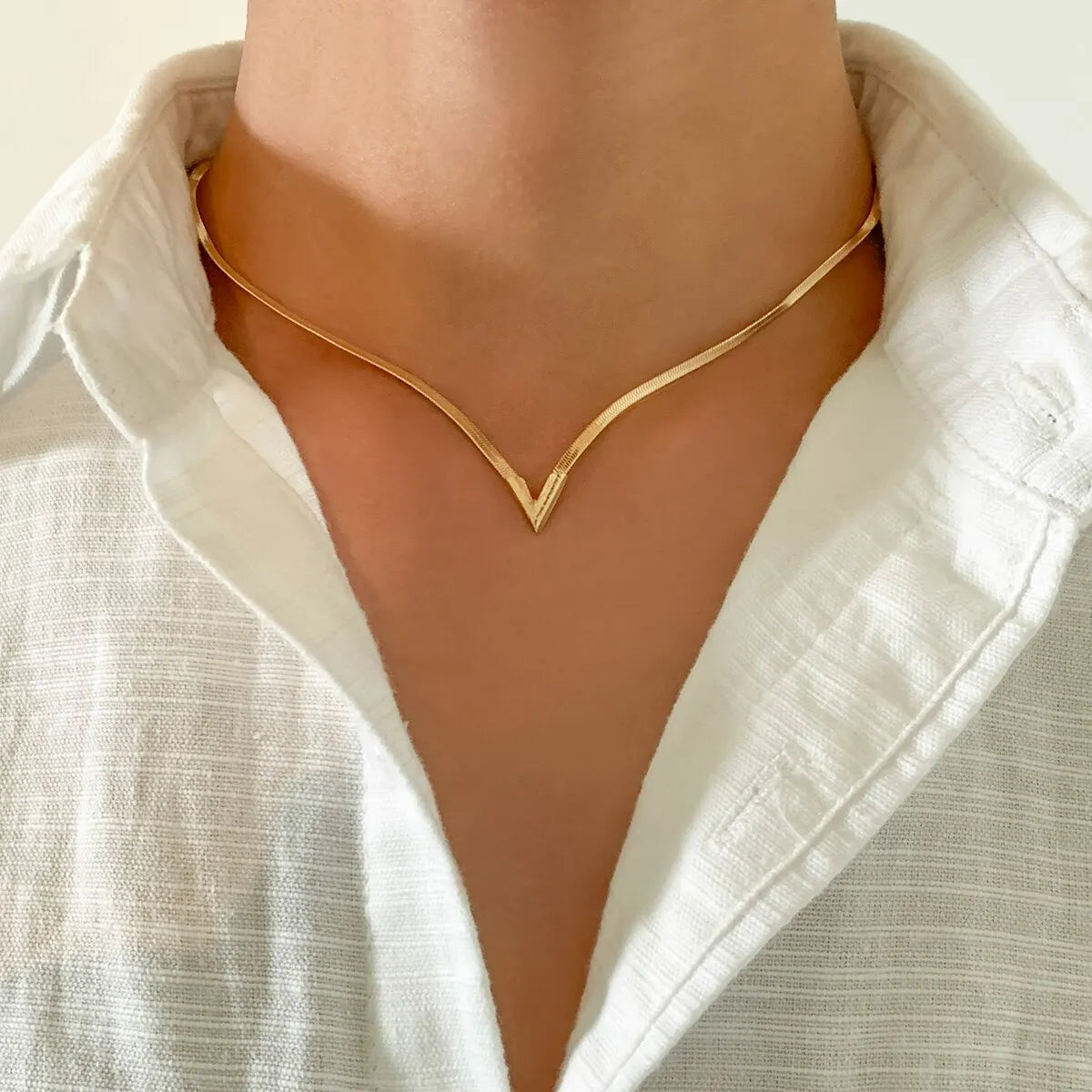 18K Vergulde Ketting | Eenvoudige V-vorm