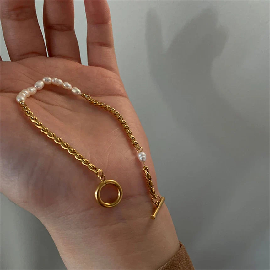 18K Vergulde Klein Parelarmband
