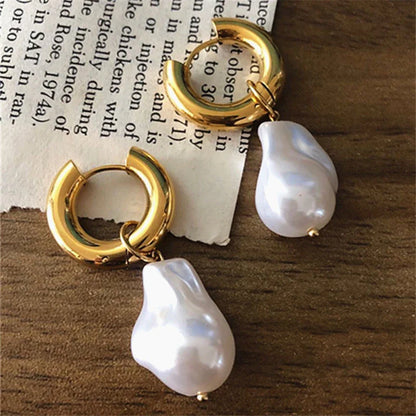 18K Vergulde Oorbellen | Barok Zoetwaterparel