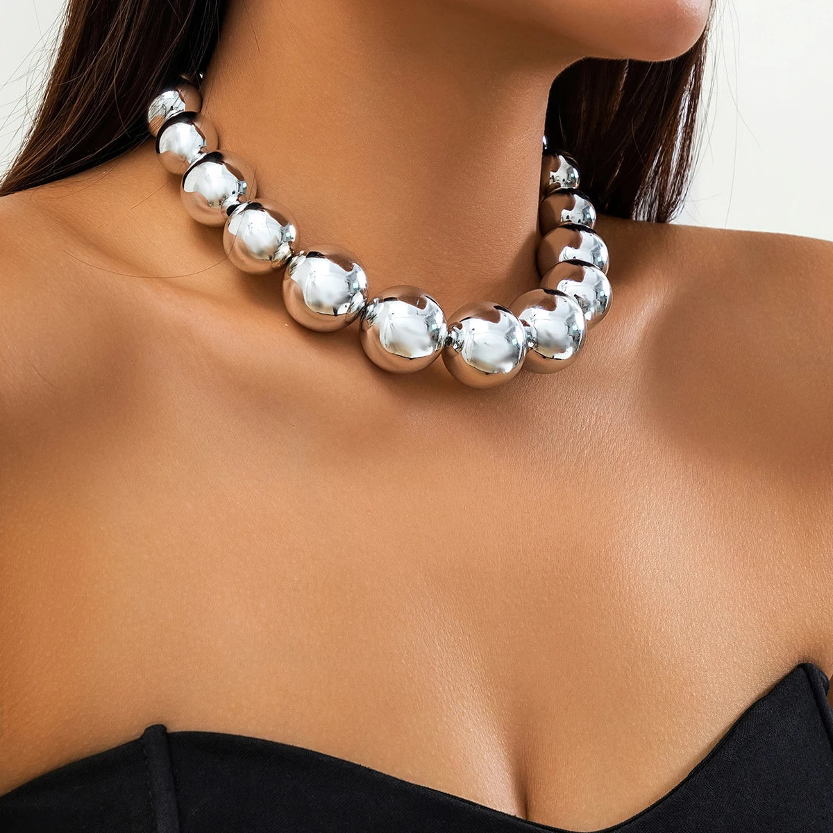 925 Sterling Zilver Vergulde Parelvormige Choker-ketting