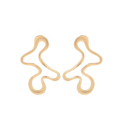 18K Vergulde Oorbellen | Abstracte Golven