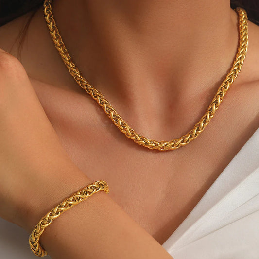 18K Vergulde Armband | Sieradenset - Ketting &