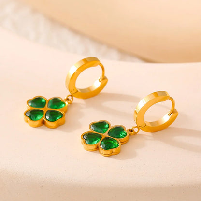 18K Vergulde Set | 18K Vergulde Luxe Set Met Klaver Kristal