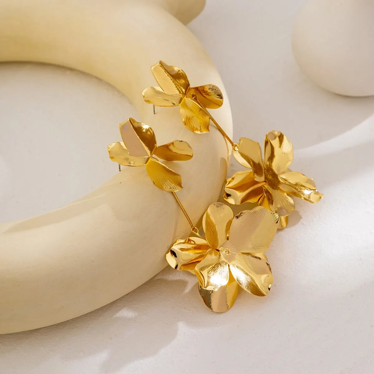 18K Vergulde Oorbellen | Bloemenhanger