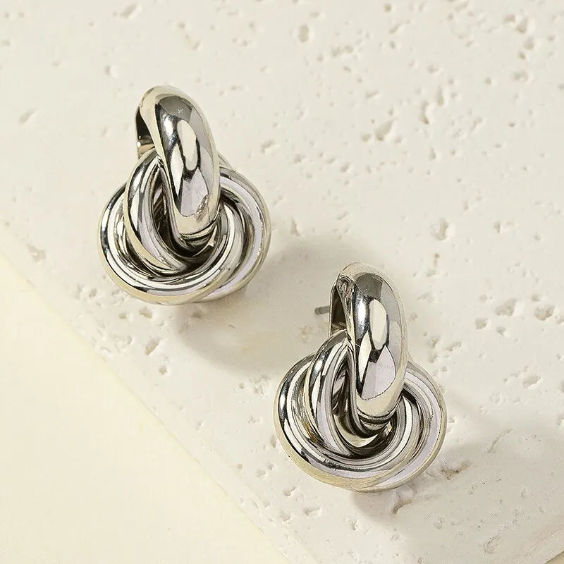 925 Sterling Zilver Vergulde Knoop Oorbellen