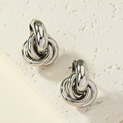 925 Sterling Zilver Vergulde Knoop Oorbellen
